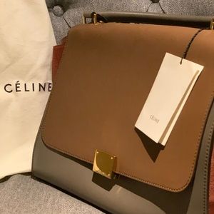 CELINE Suede Calfskin Medium Tri-Color Trapeze